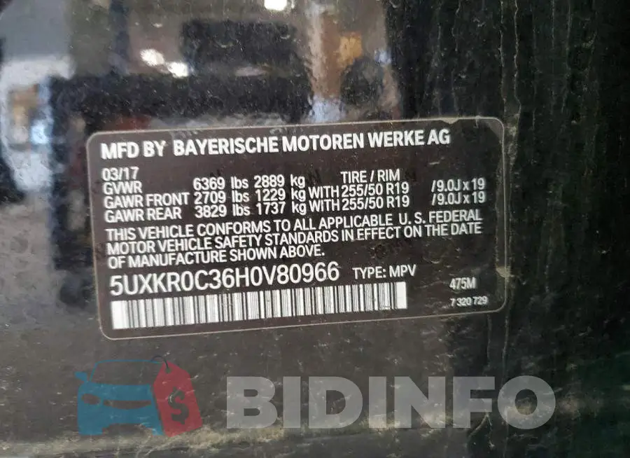 5UXKR0C36H0V80966 Photo# 13