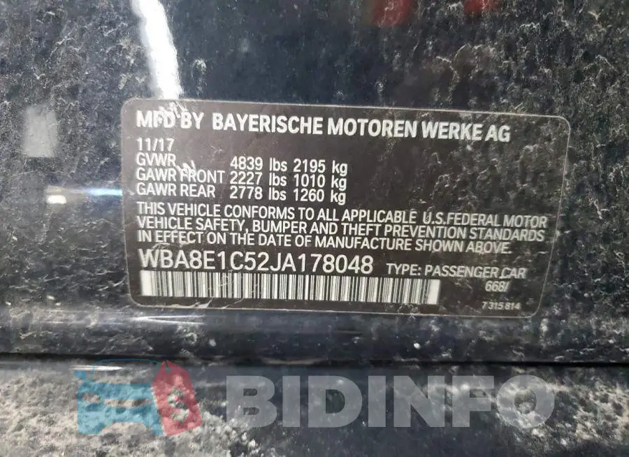 WBA8E1C52JA178048 Photo# 12
