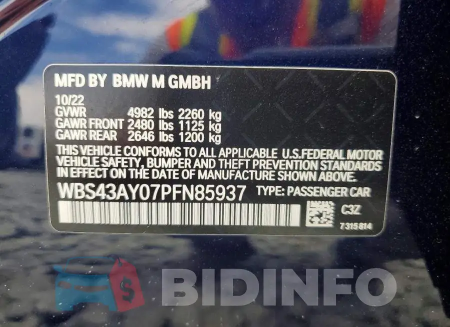 WBS43AY07PFN85937 Photo# 12