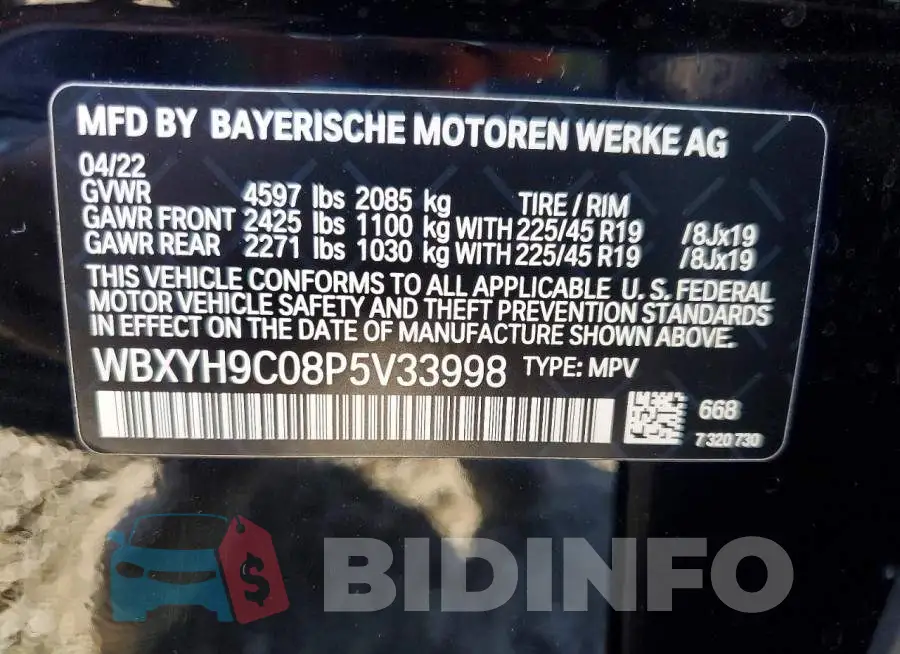 WBXYH9C08P5V33998 Photo# 13