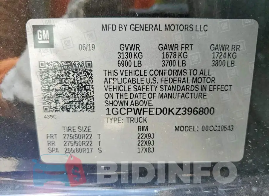 1GCPWFED0KZ396800 Photo# 13