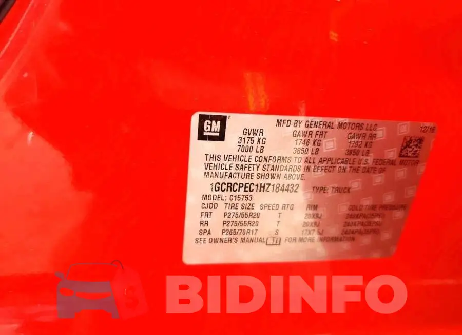 1GCRCPEC1HZ184432 Photo# 12
