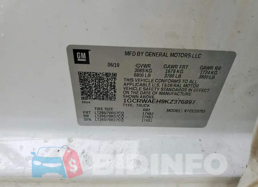 1GCRWAEH9KZ376897 Photo# 12