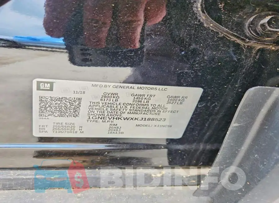 1GNEVHKWXKJ188523 Photo# 13