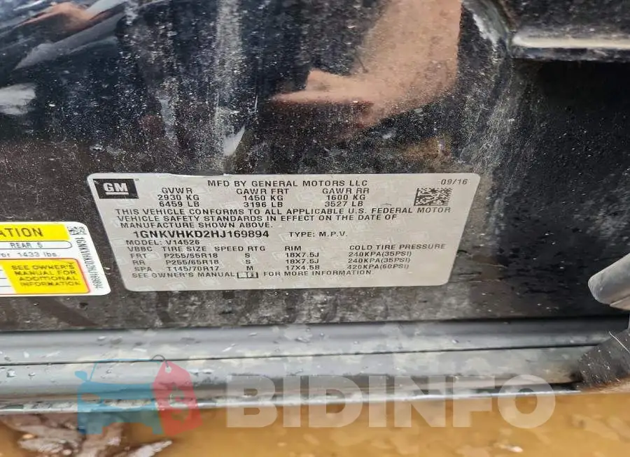 1GNKVHKD2HJ169894 Photo# 13