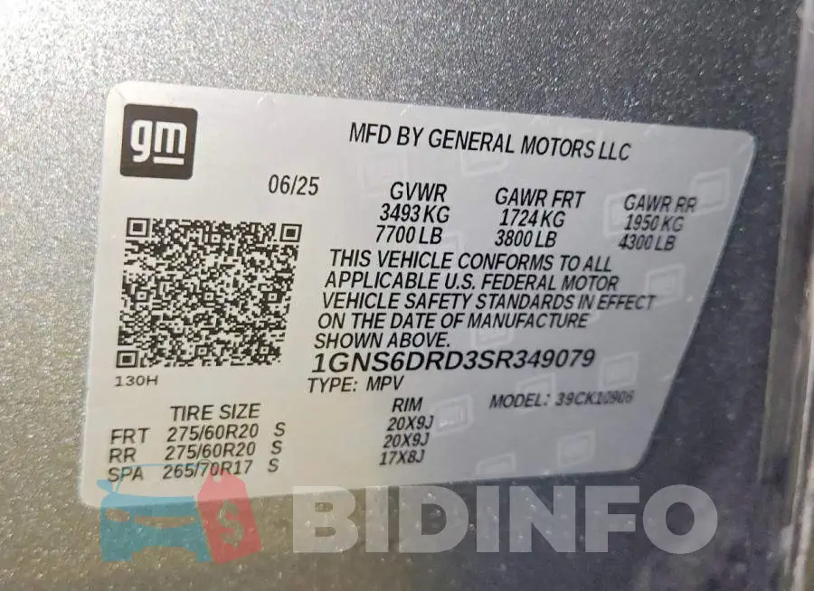 1GNS6DRD3SR349079 Photo# 13