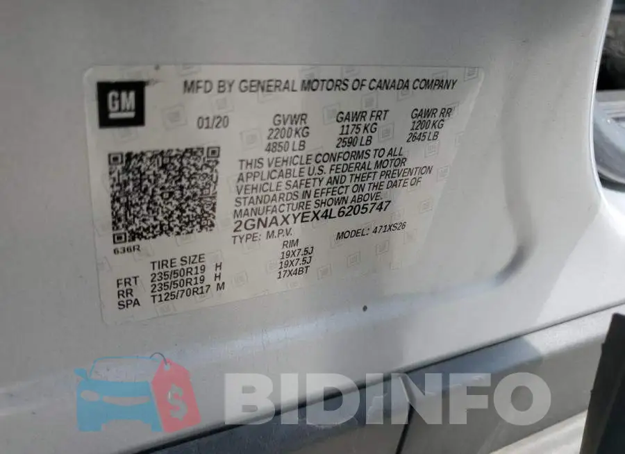 2GNAXYEX4L6205747 Photo# 13
