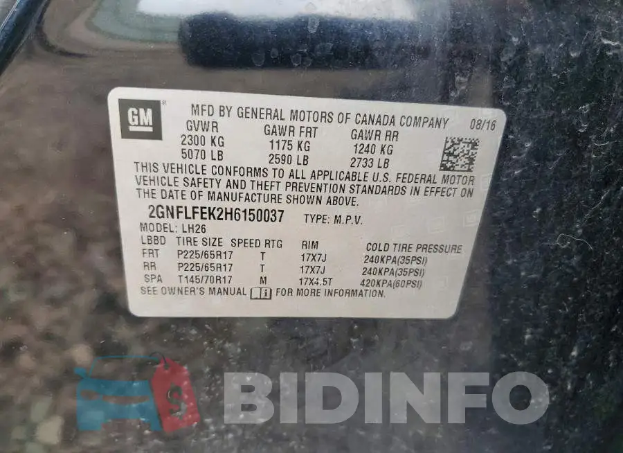2GNFLFEK2H6150037 Photo# 13