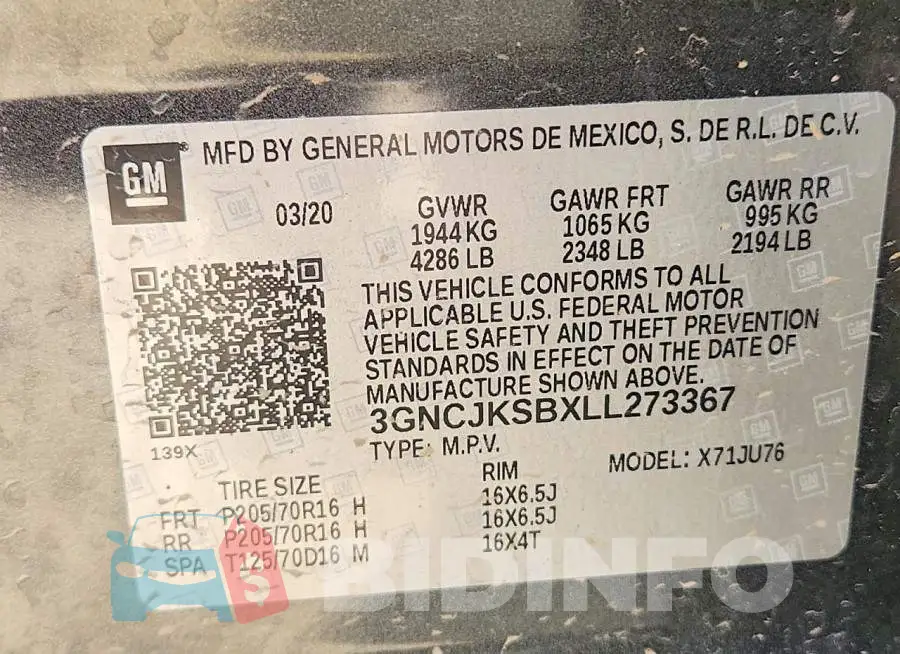 3GNCJKSBXLL273367 Photo# 13