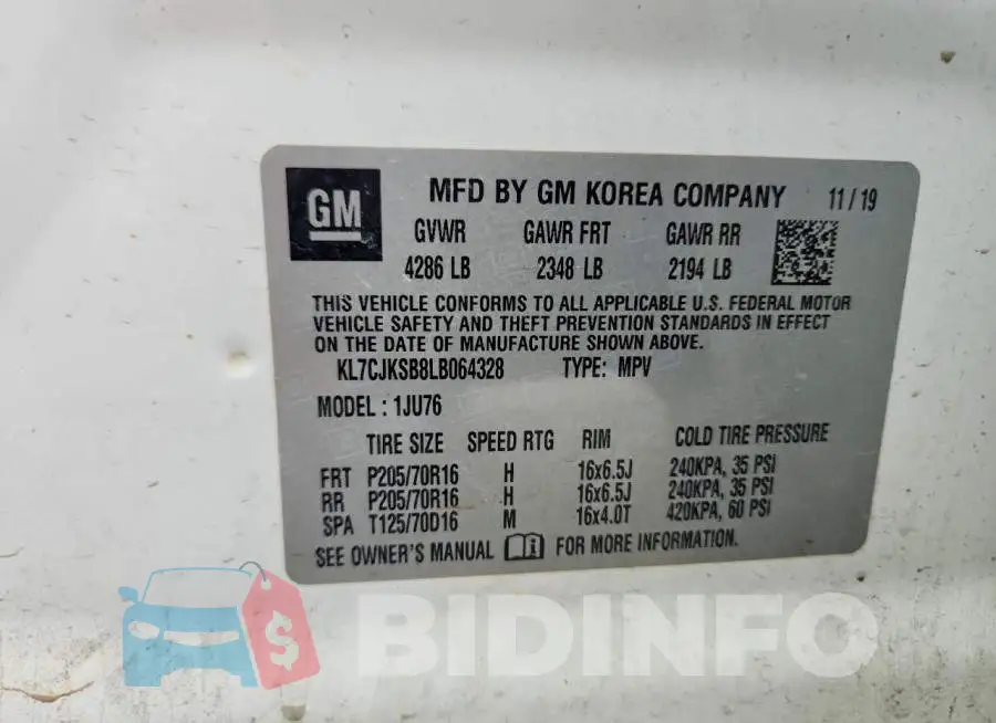 KL7CJKSB8LB064328 Photo# 12