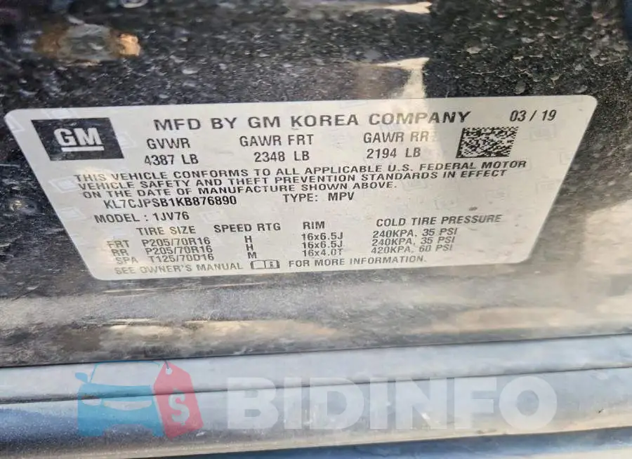 KL7CJPSB1KB876890 Photo# 13