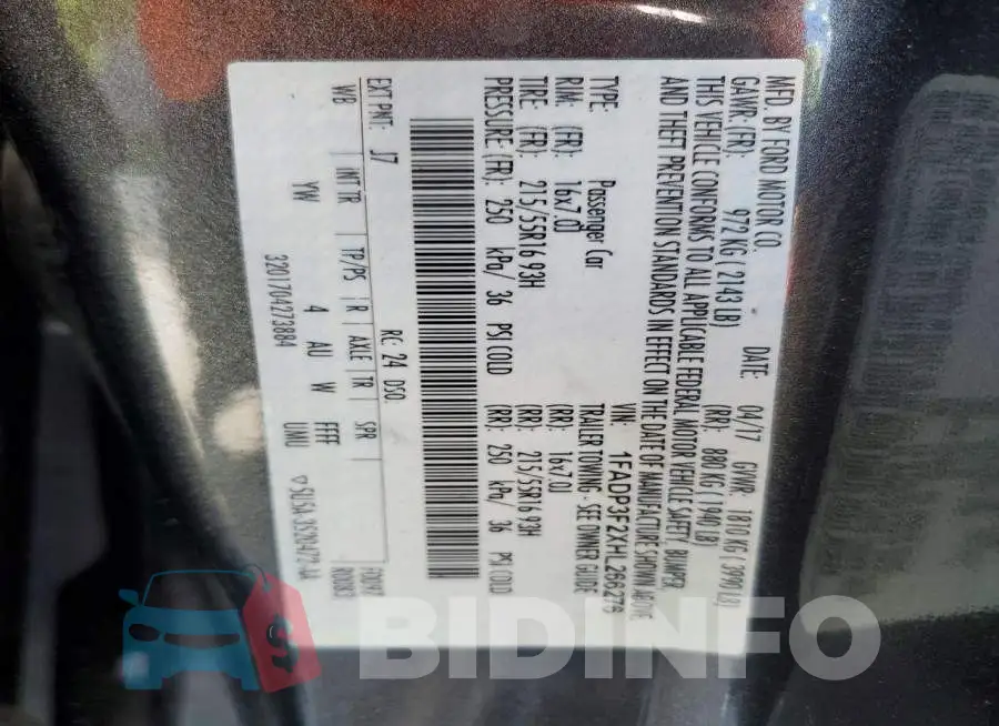 1FADP3F2XHL266276 Photo# 13