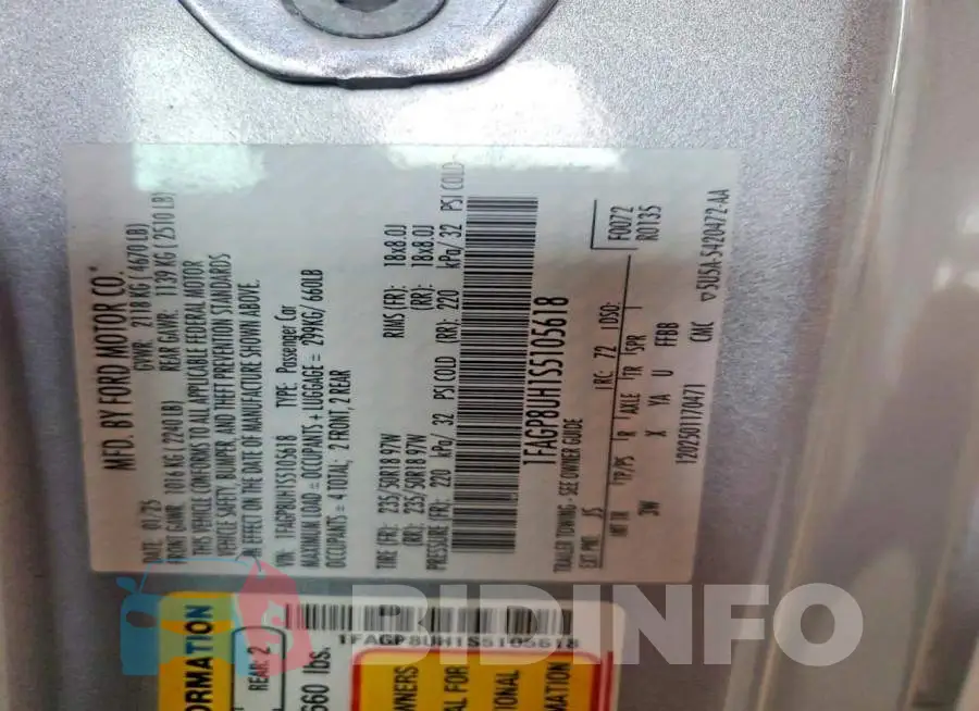 1FAGP8UH1S5105618 Photo# 13