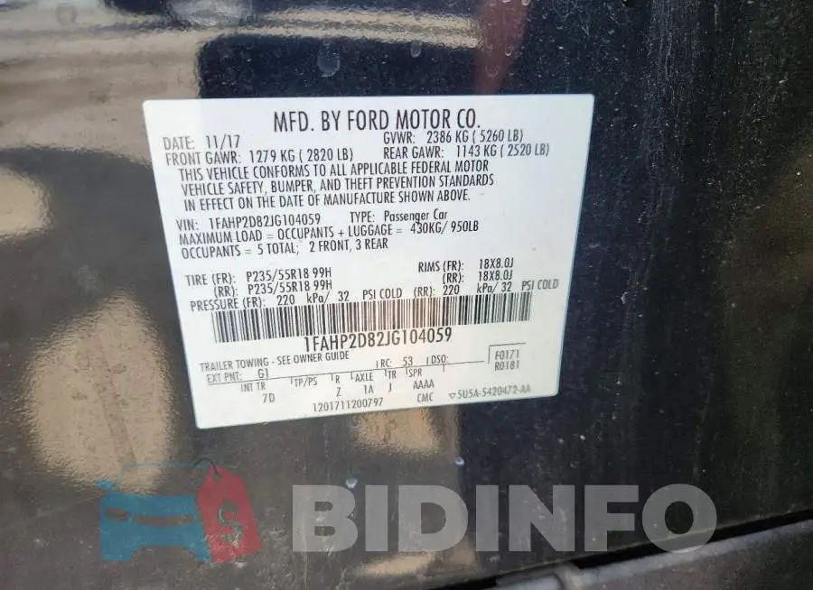1FAHP2D82JG104059 Photo# 12