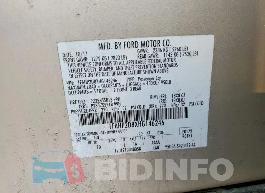 1FAHP2D8XHG146246 Photo# 12