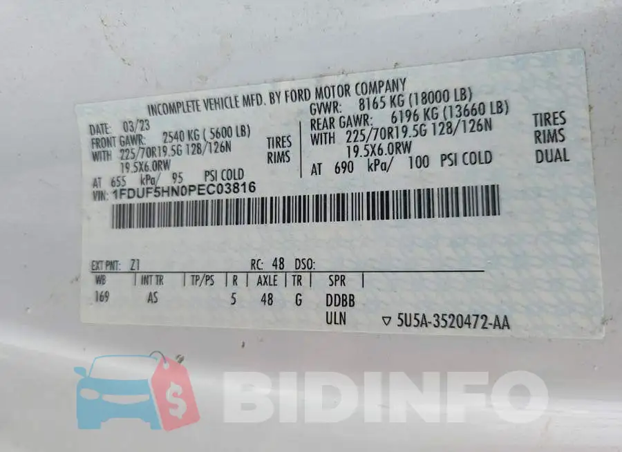 1FDUF5HN0PEC03816 Photo# 13