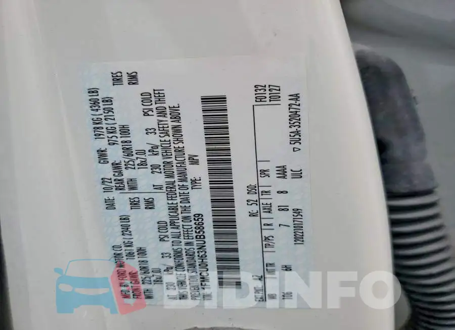 1FMCU0H63NUB58659 Photo# 14