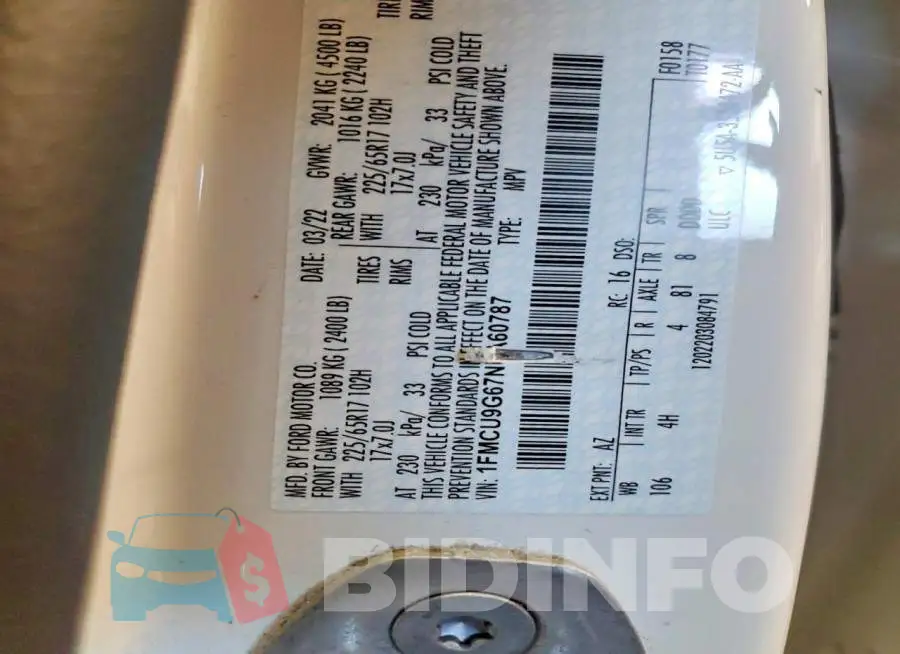 1FMCU9G67NUA60787 Photo# 13