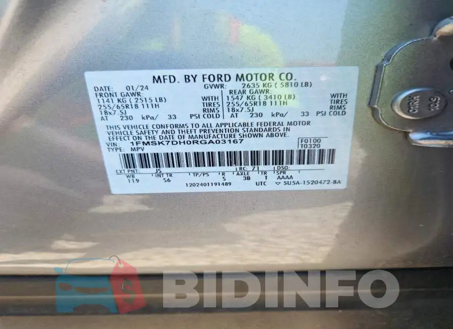 1FMSK7DH0RGA03167 Photo# 13