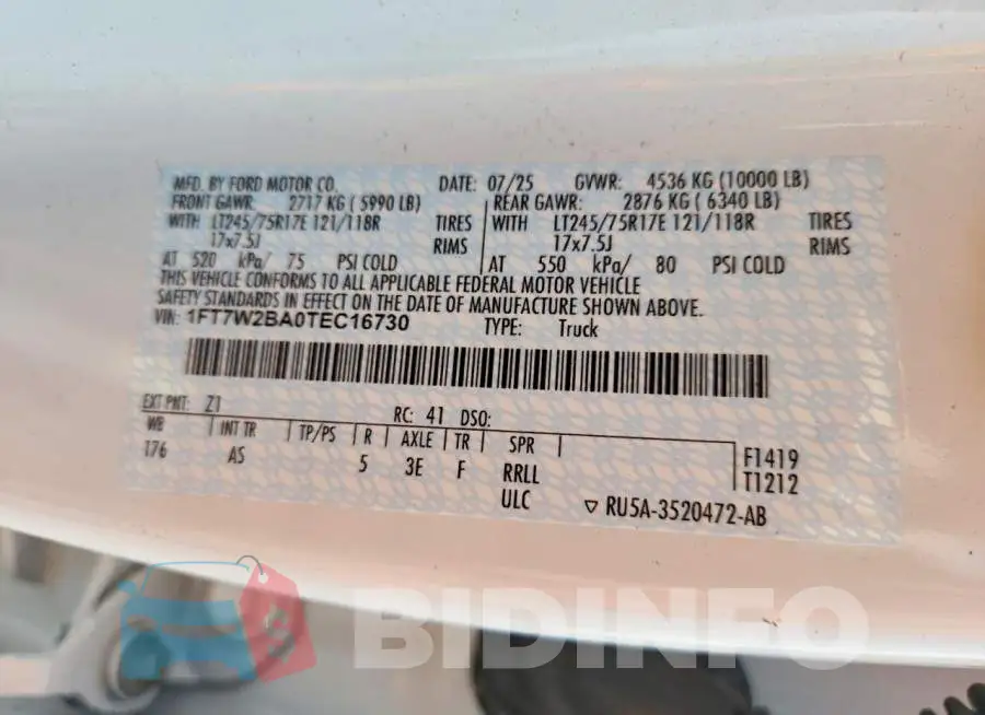 1FT7W2BA0TEC16730 Photo# 12