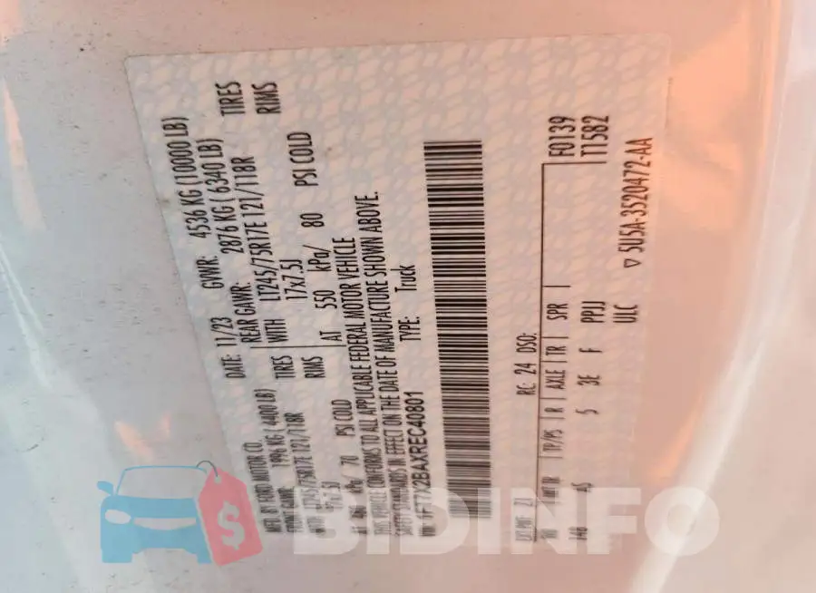 1FT7X2BAXREC40801 Photo# 12