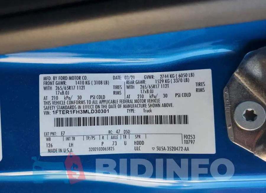 1FTER1FH3MLD30301 Photo# 12