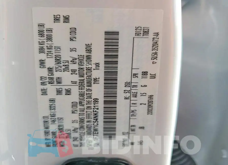 1FTEW1C54NKF21199 Photo# 12