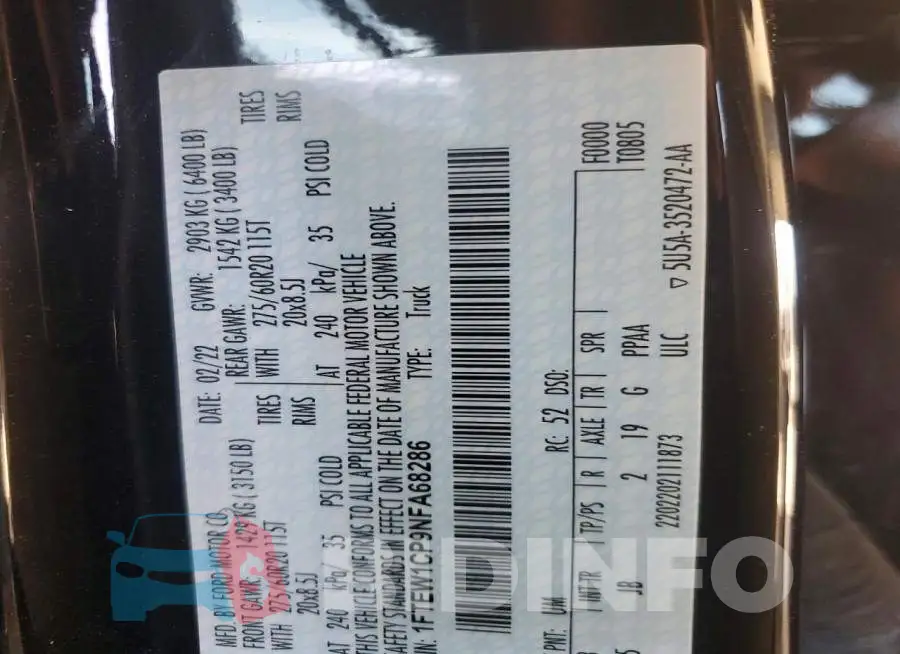 1FTEW1CP9NFA68286 Photo# 12