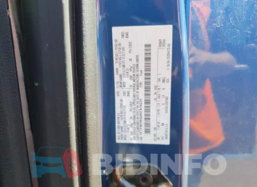 1FTFW1RG0KFA16231 Photo# 12