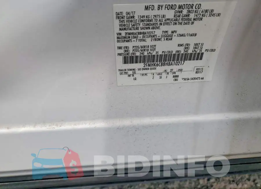 2FMHK6C88HBA10217 Photo# 14