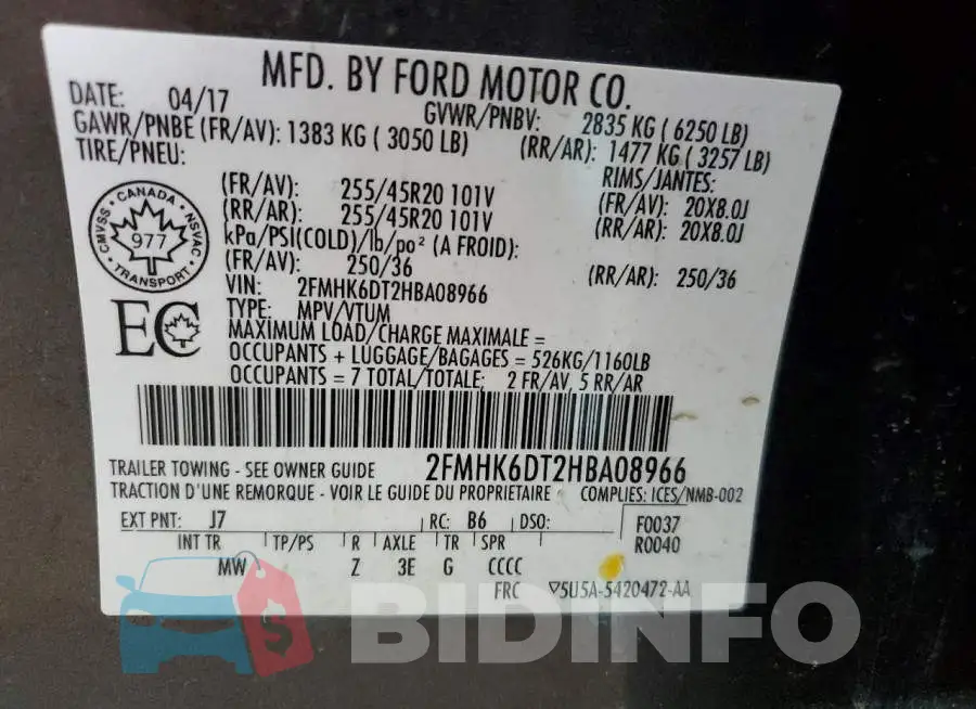 2FMHK6DT2HBA08966 Photo# 13