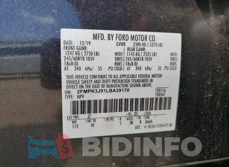 2FMPK3J91LBA39170 Photo# 13