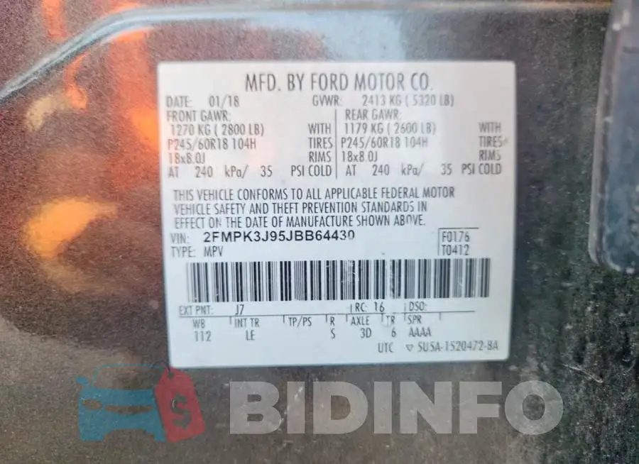 2FMPK3J95JBB64430 Photo# 13