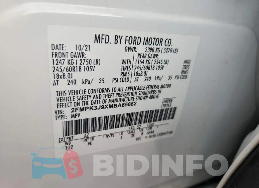 2FMPK3J9XMBA65882 Photo# 13