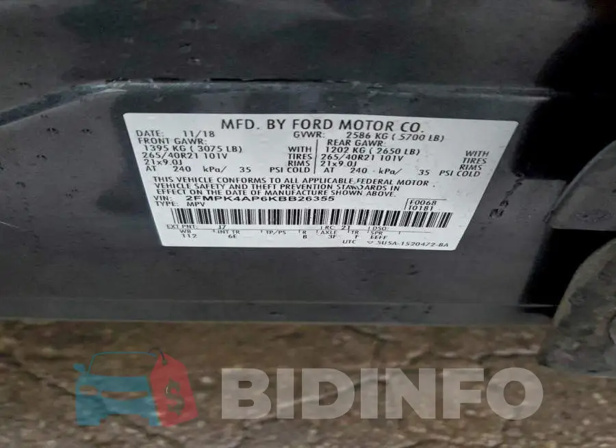 2FMPK4AP6KBB26355 Photo# 13