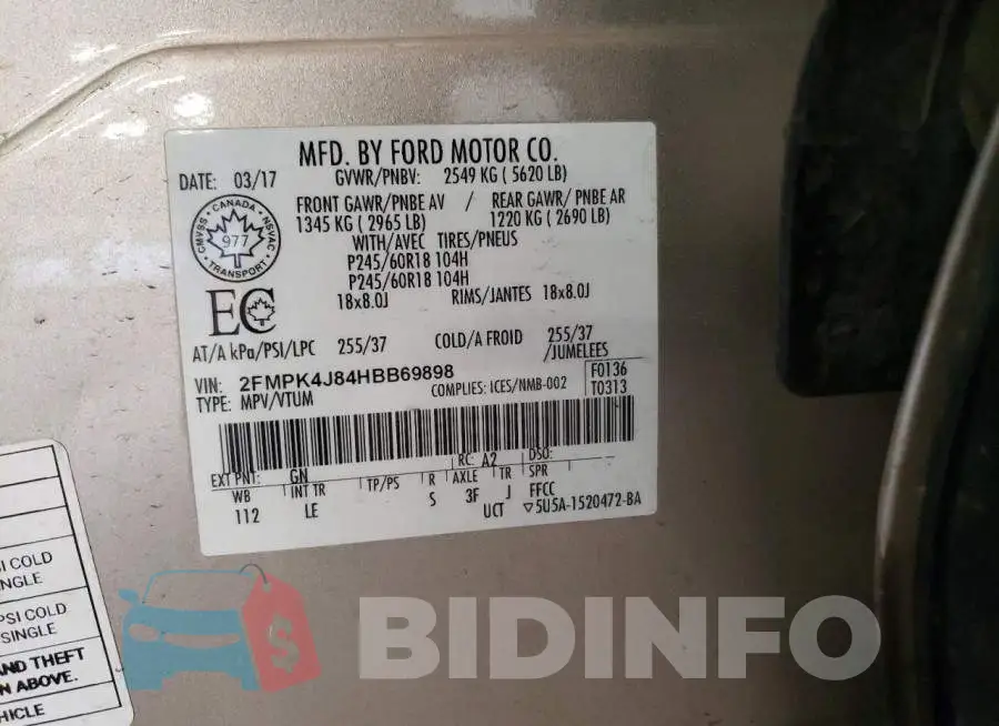 2FMPK4J84HBB69898 Photo# 13