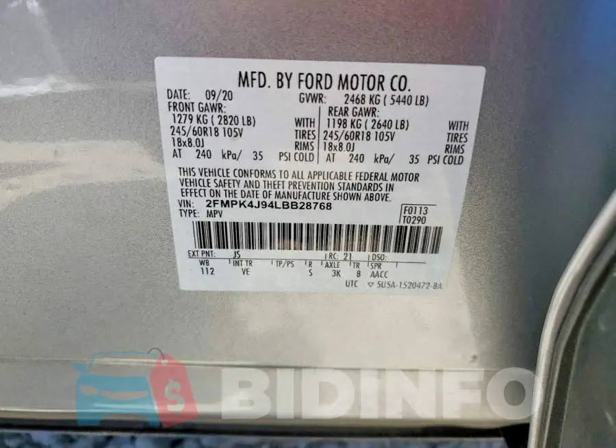 2FMPK4J94LBB28768 Photo# 14