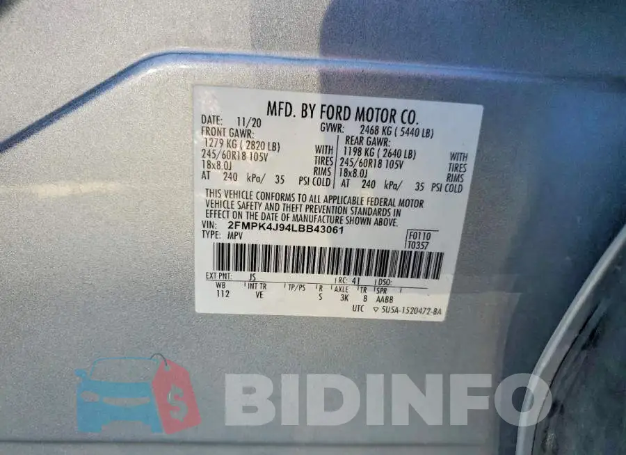 2FMPK4J94LBB43061 Photo# 14