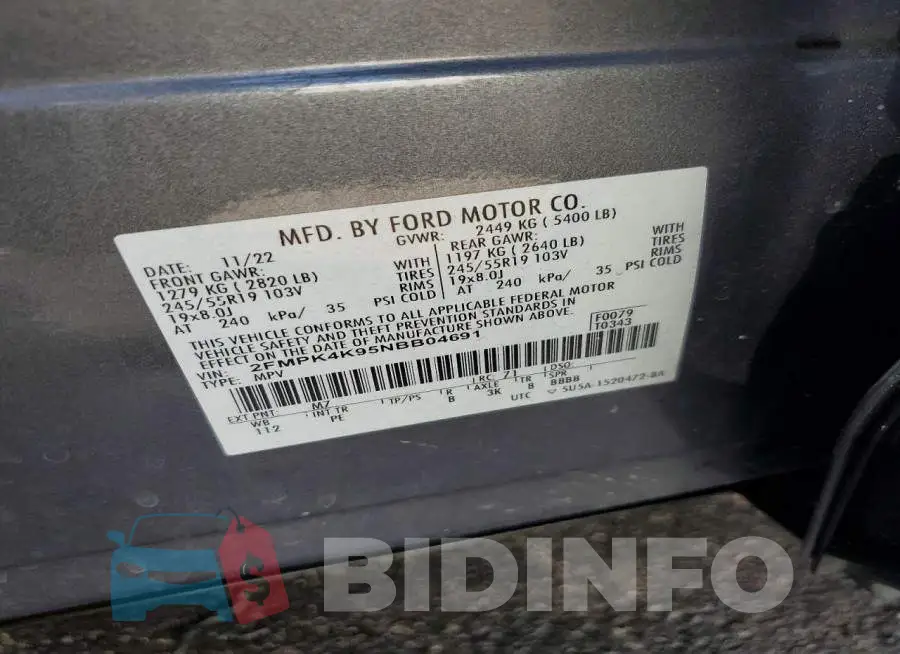 2FMPK4K95NBB04691 Photo# 12