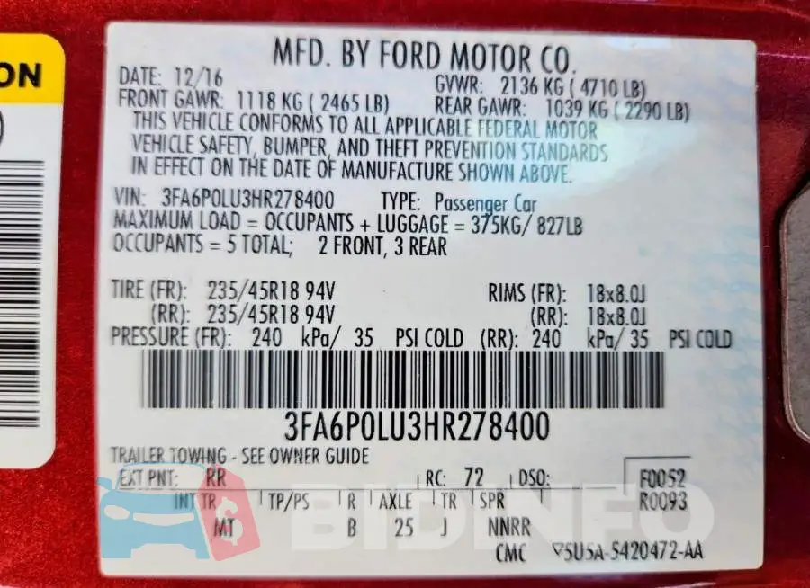 3FA6P0LU3HR278400 Photo# 13