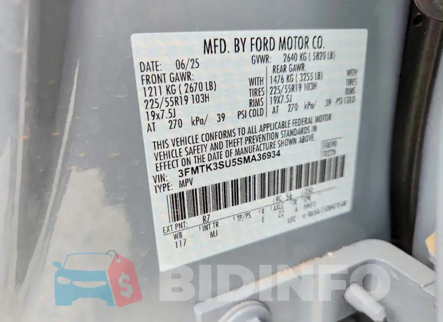 3FMTK3SU5SMA36934 Photo# 13
