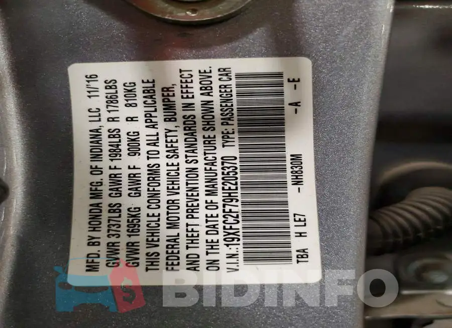 19XFC2F79HE205370 Photo# 12