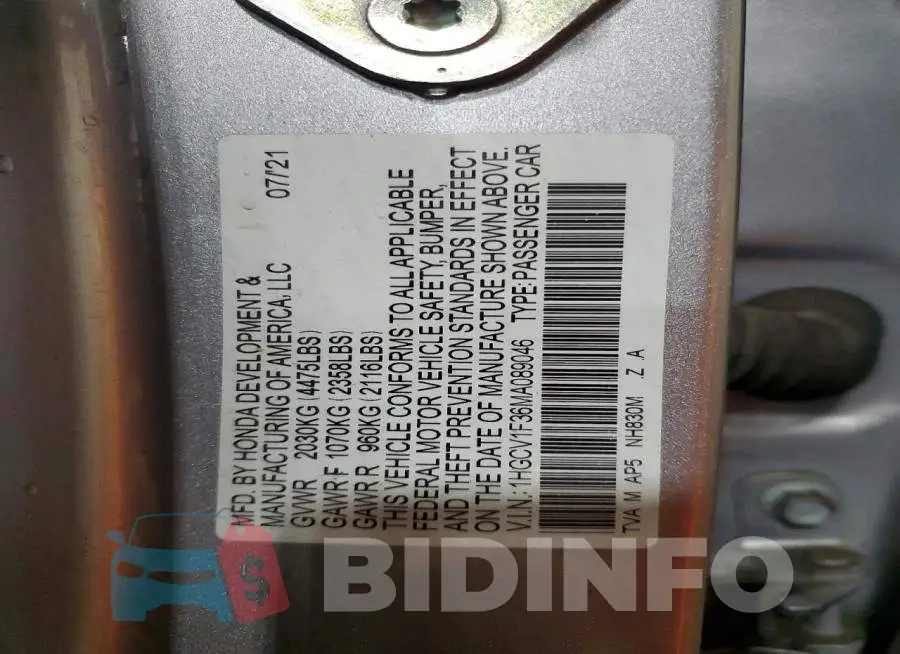 1HGCV1F36MA089046 Photo# 12