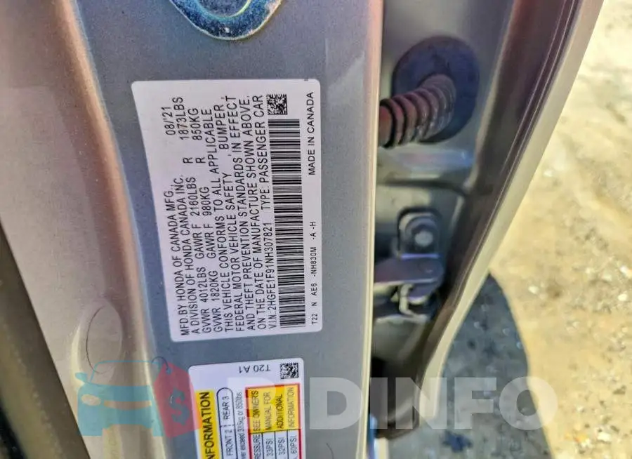 2HGFE1F91NH307821 Photo# 12