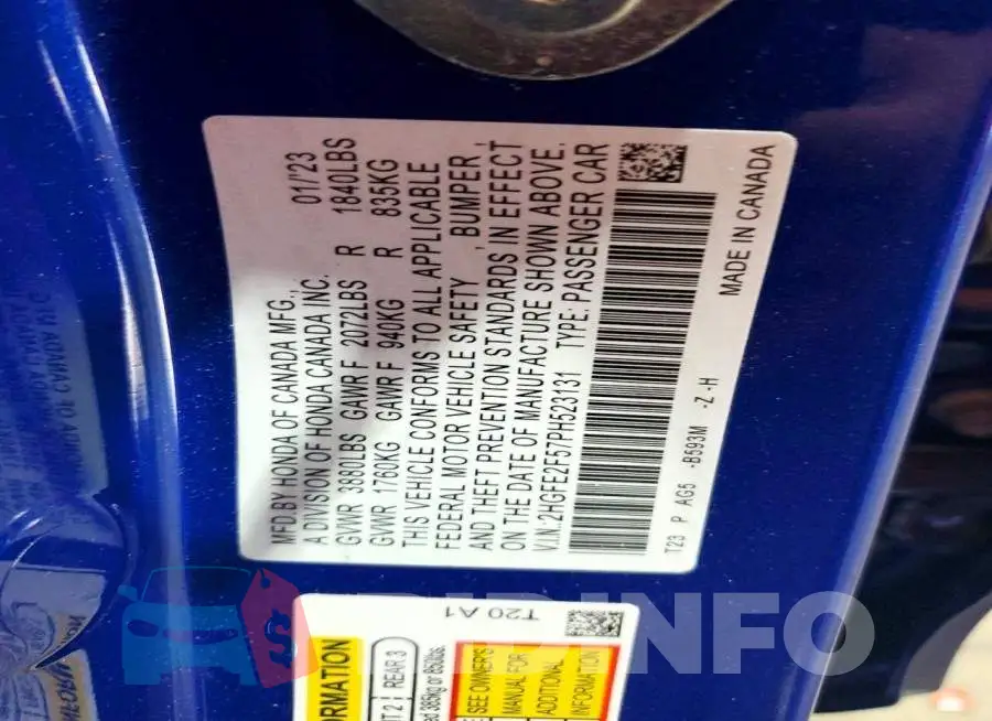 2HGFE2F57PH523131 Photo# 12