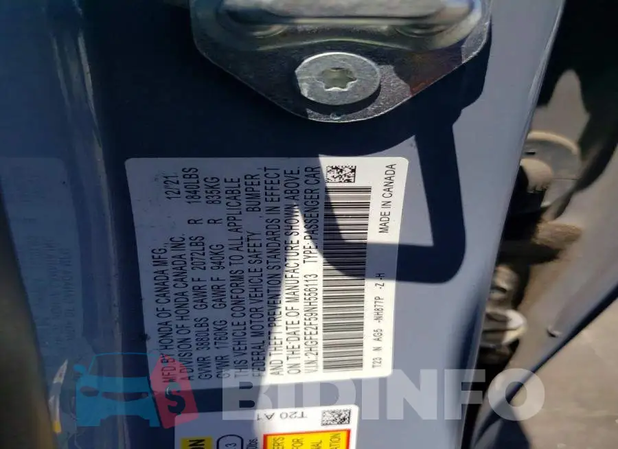 2HGFE2F59NH556113 Photo# 12