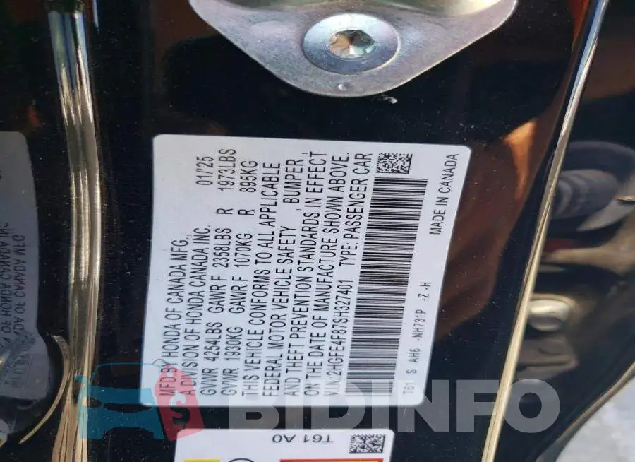 2HGFE4F87SH327401 Photo# 12