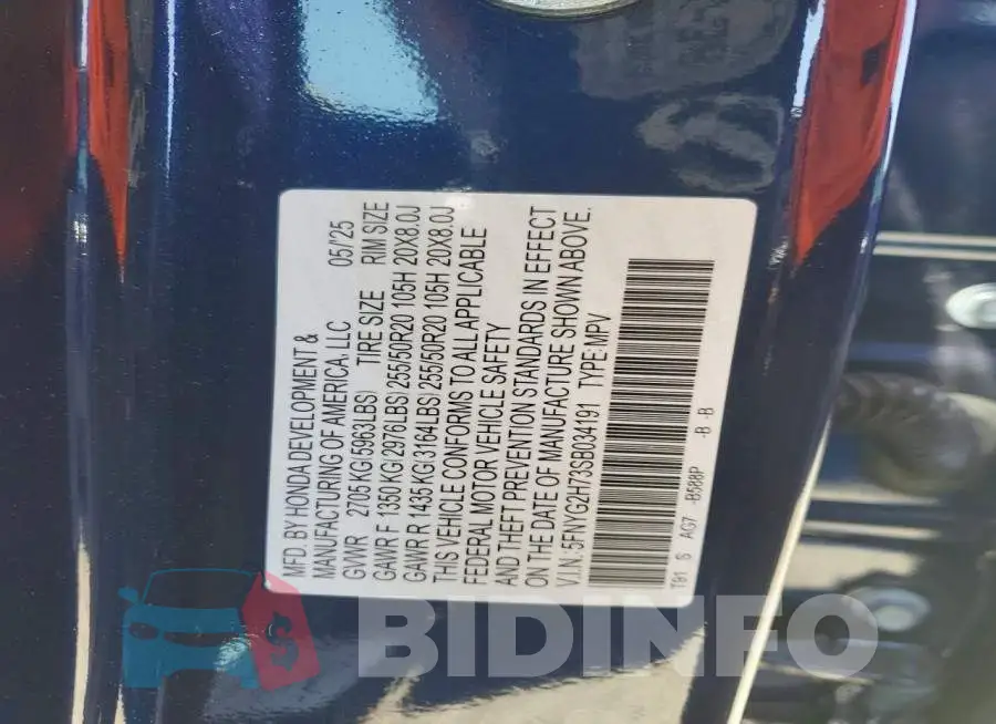 5FNYG2H73SB034191 Photo# 13