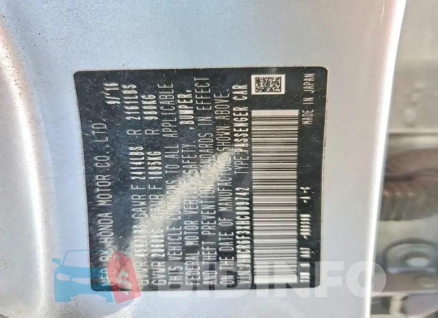 JHMCR6F3XHC009742 Photo# 12