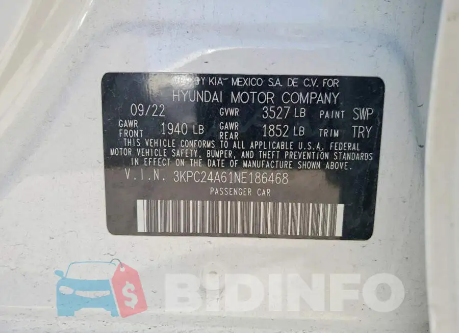 3KPC24A61NE186468 Photo# 12
